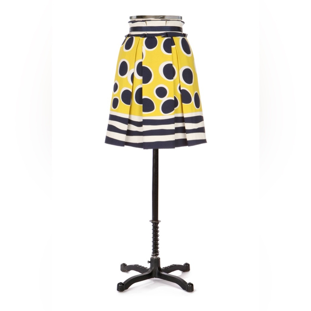 Anna Sui for Anthropologie | Yellow and Navy Trampoline Dot Skirt 6